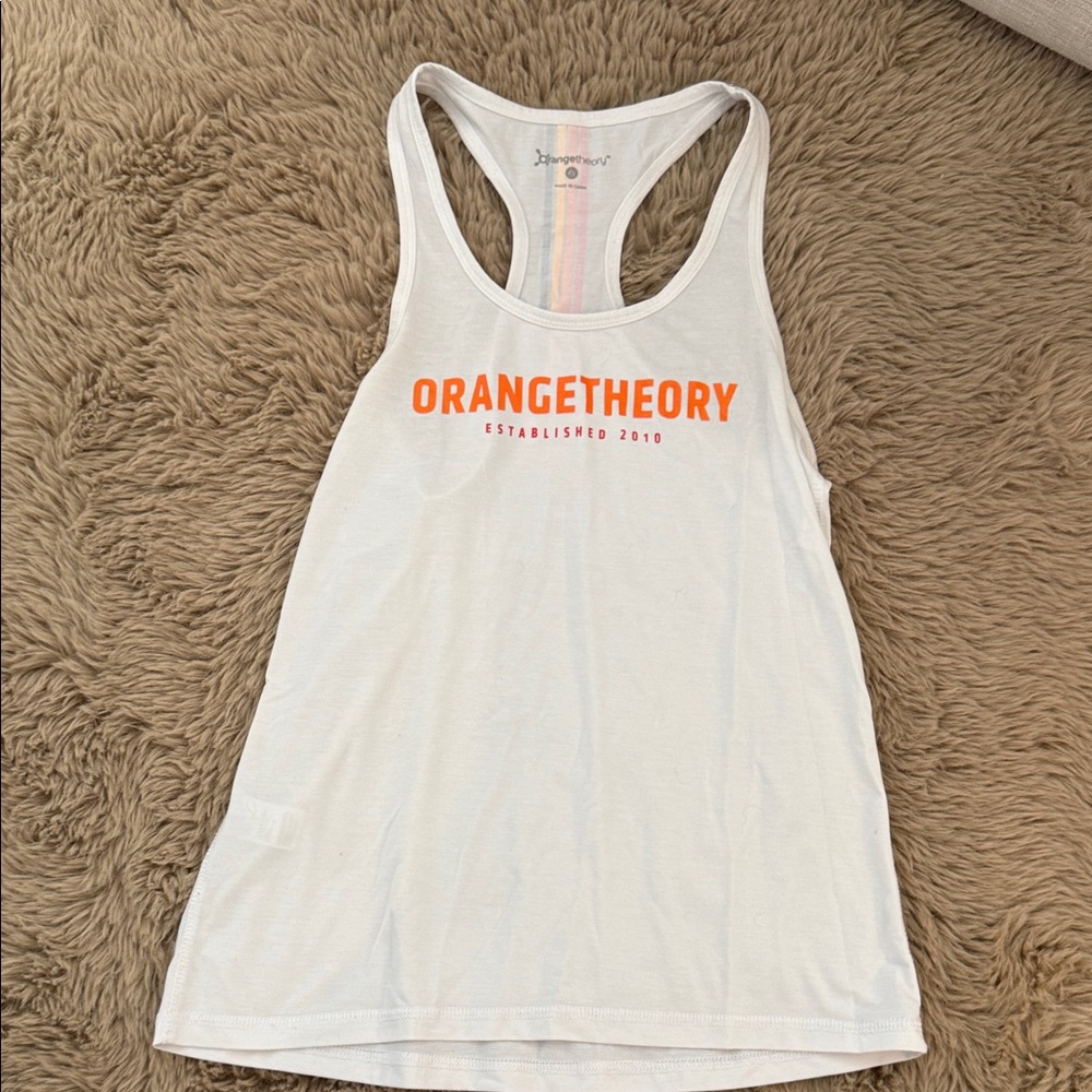 Orangetheory White and Orange Racerback Tank